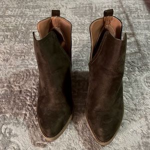 Charlotte Russe Olive Suede Booties With Box